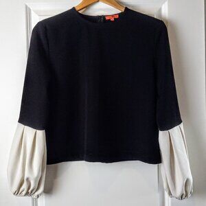 Maple & Cliff Black With Off-White Bell Sleeve Top